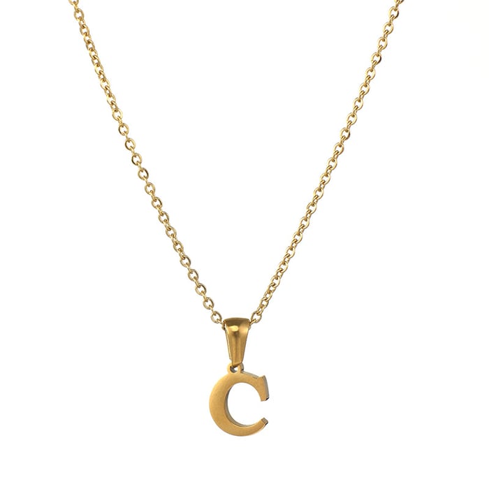 1 Piece Simple Series Simple Letter C Stainless Steel  Gold Color Women's Pendant Necklaces 